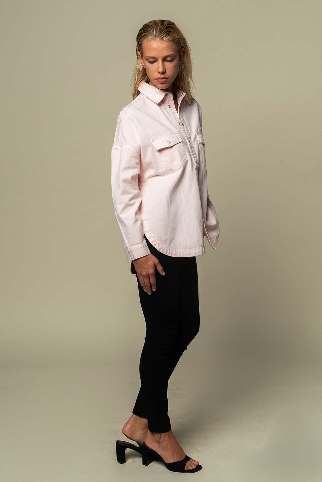 Chemise en jean femme rose