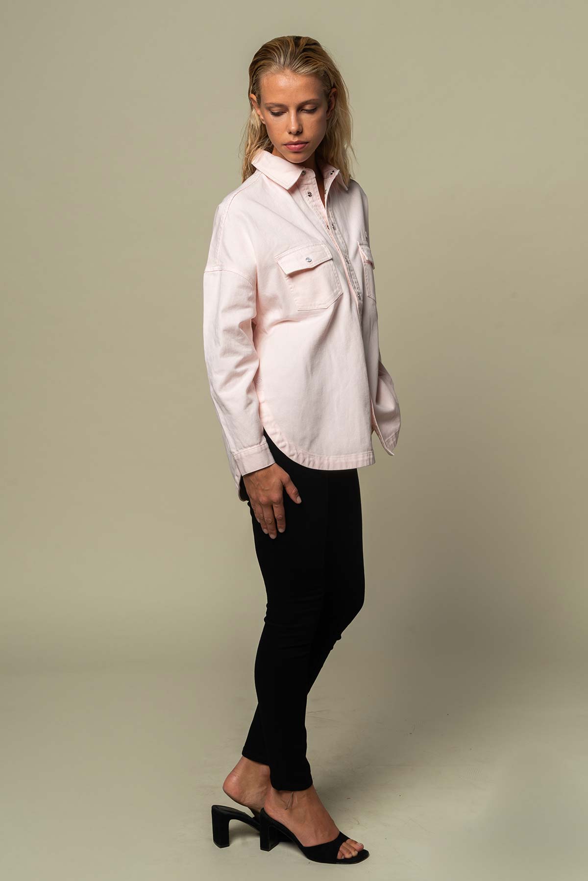 Chemise en jean femme rose