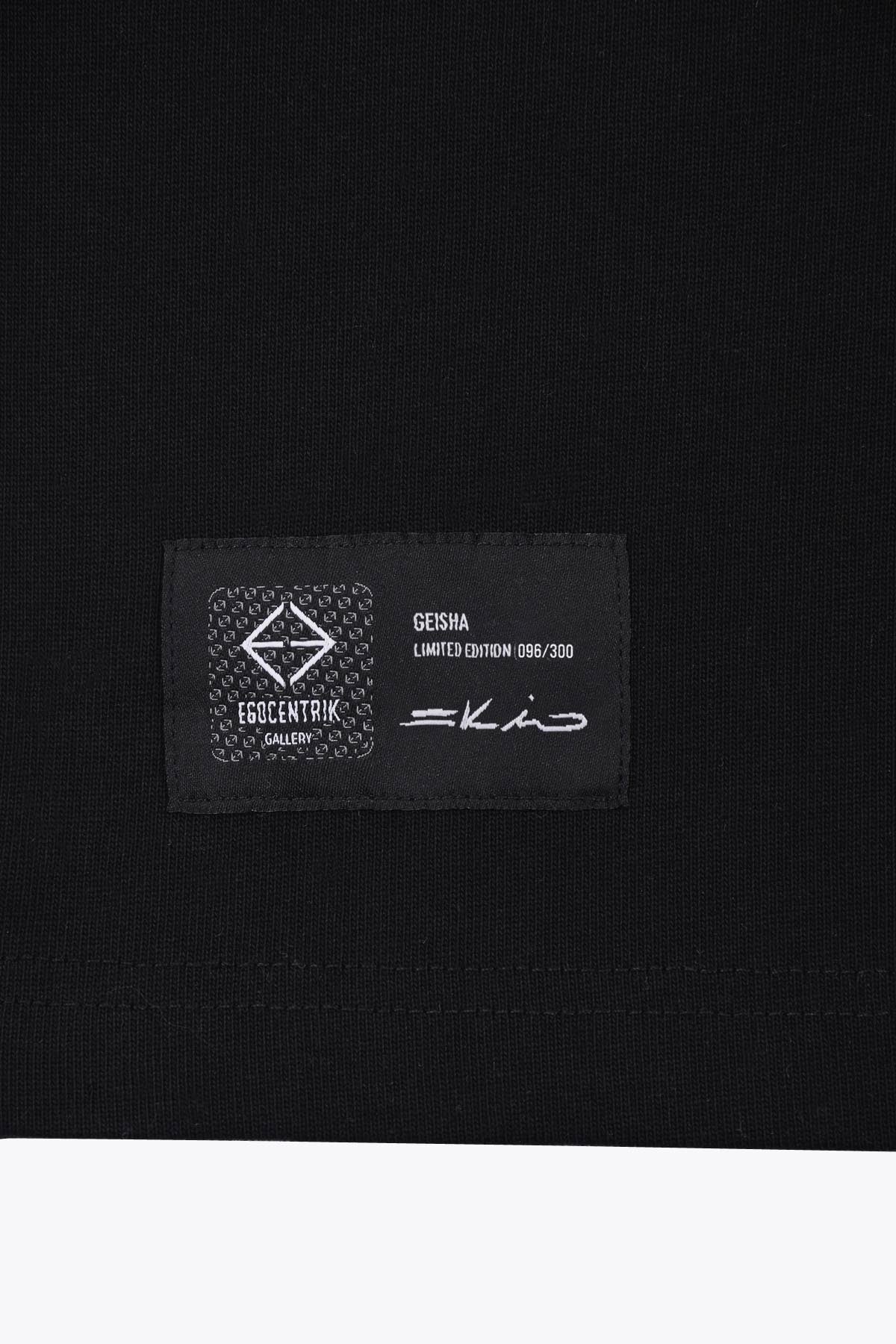 T-Shirt noir Oversized patch soie "Geisha"