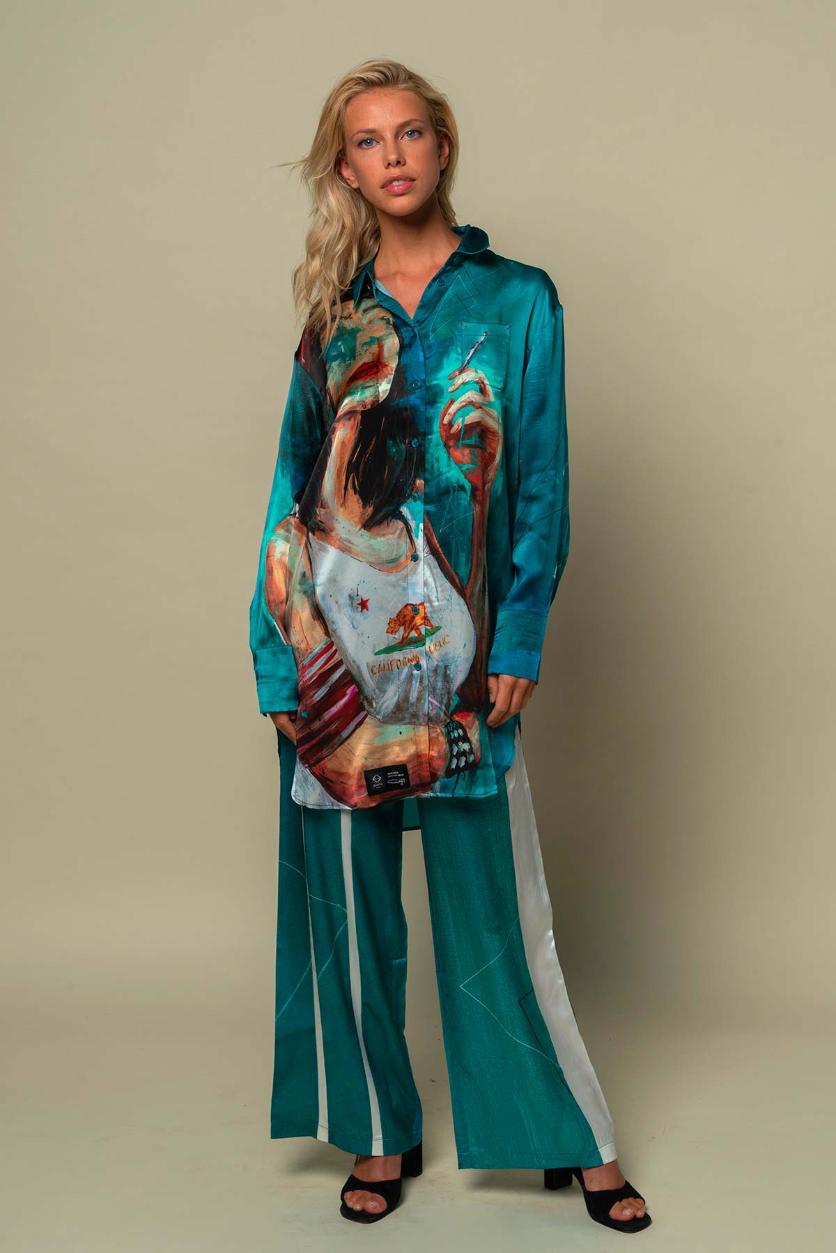 Pantalon femme fluide en soie "Smoke Break"