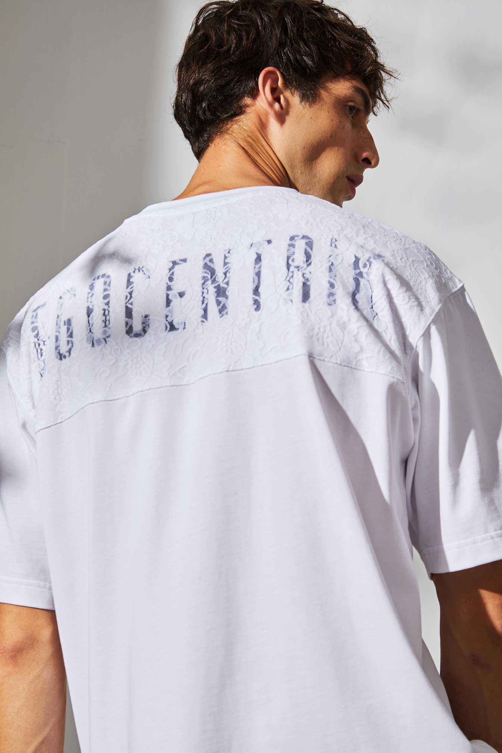 T-shirt oversized Majestic dentelles Blanc