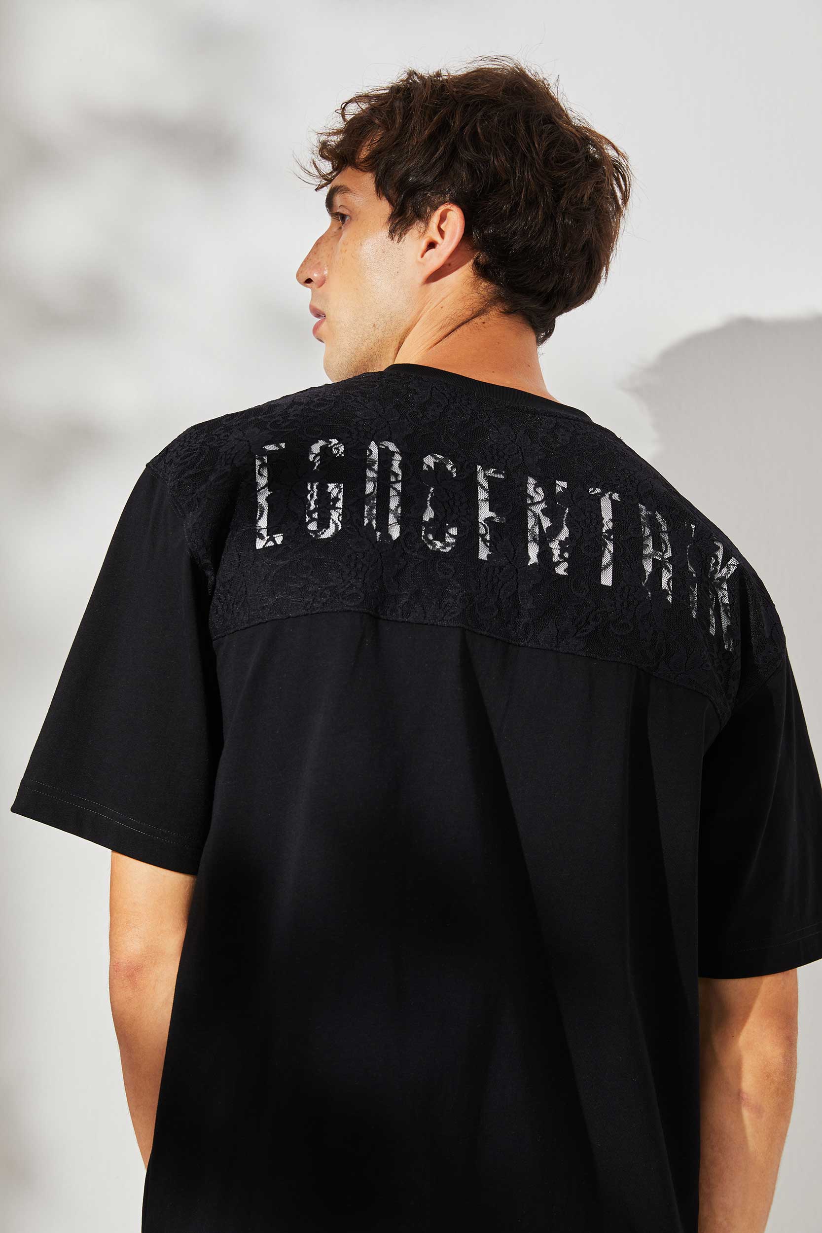 T-shirt oversized Majestic dentelles Noir