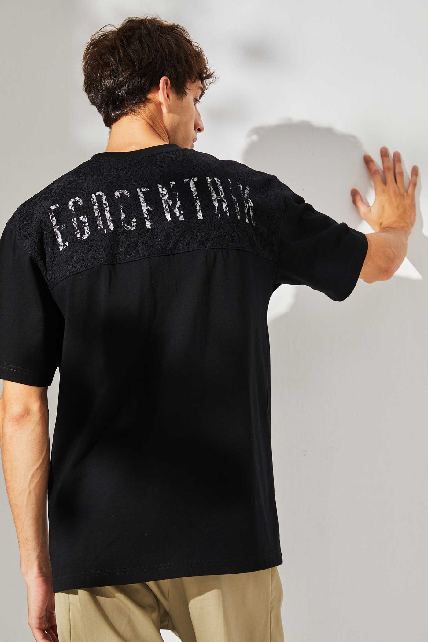 T-shirt oversized Majestic dentelles Noir