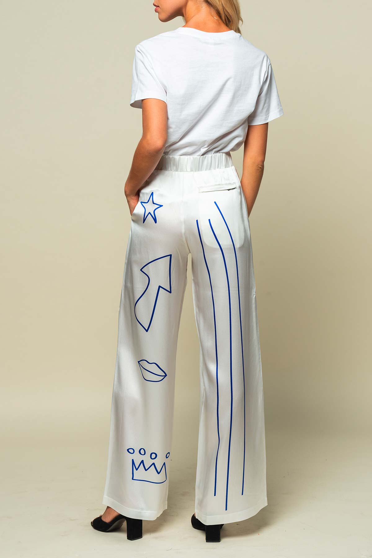 Pantalon femme fluide en soie "Destructured"