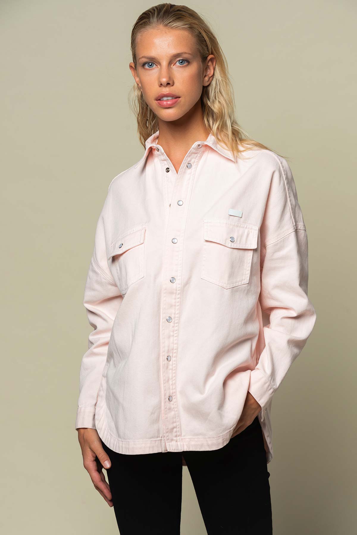 Chemise en jean femme rose