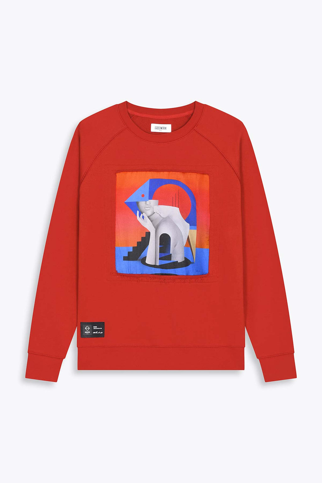 Sweat rouge avec patch soie "Gemeos"