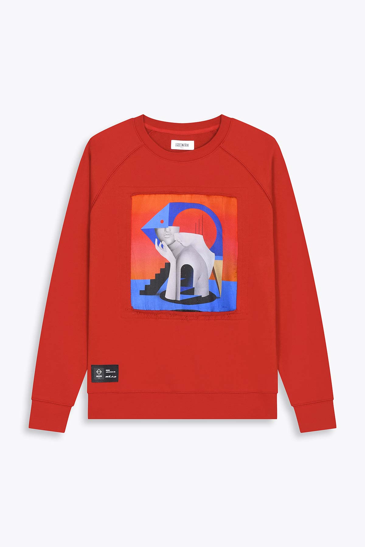 Sweat rouge avec patch soie "Gemeos"