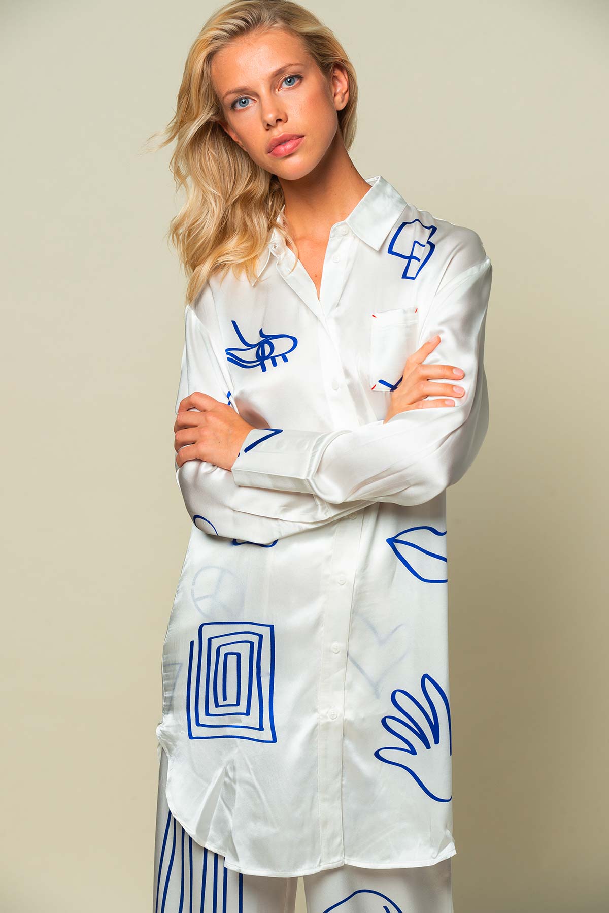 Chemise femme blanche en soie "Destructured"