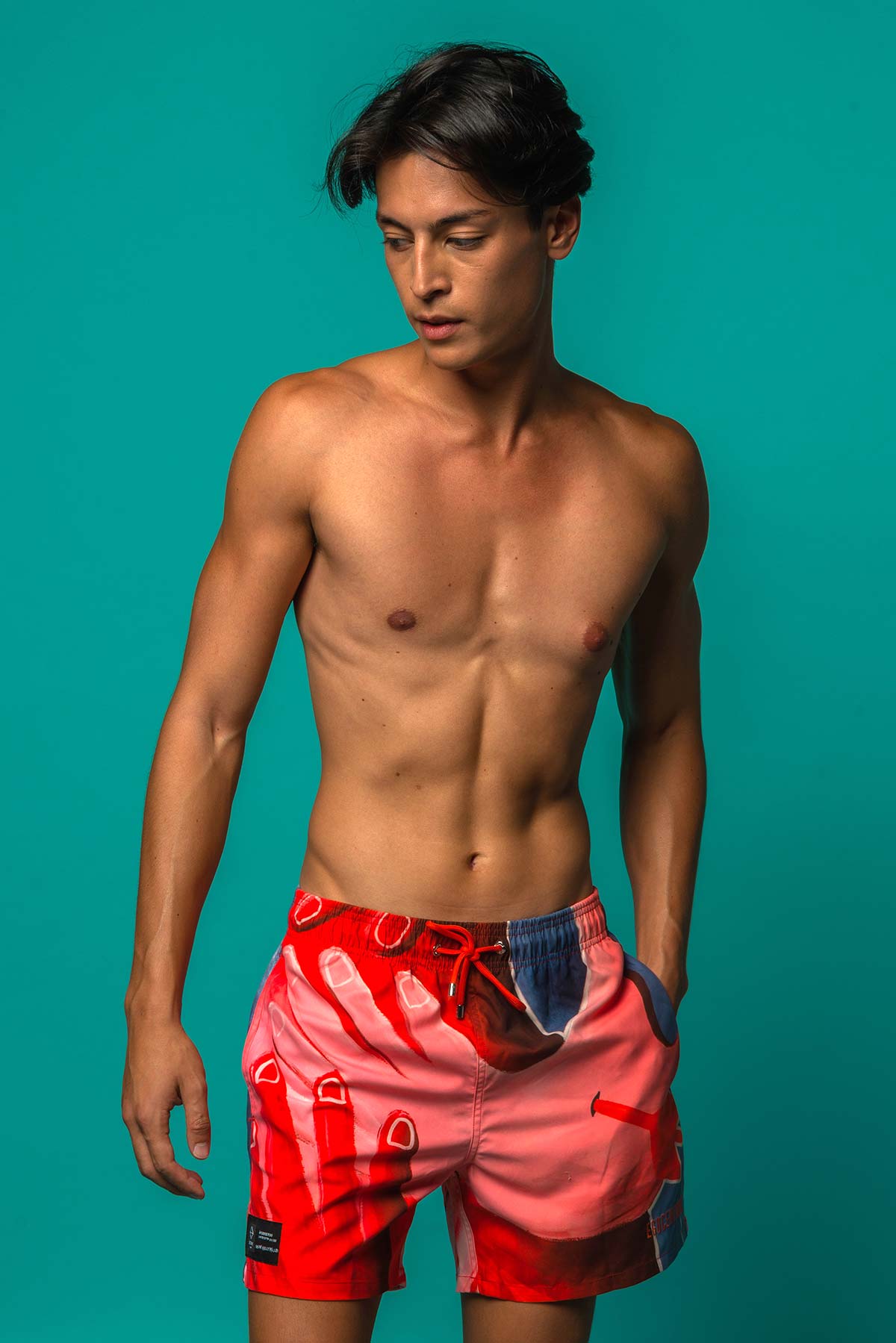 Short de bain "A fleur de peau" Edition rouge