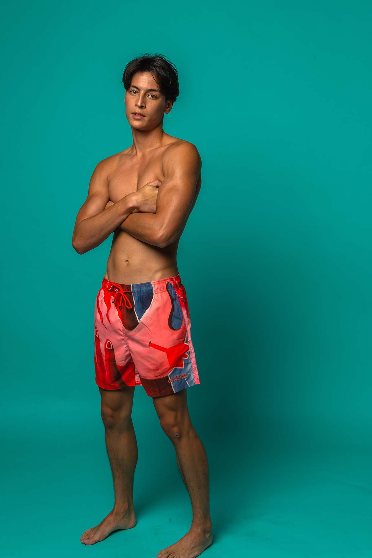 Short de bain "A fleur de peau" Edition rouge