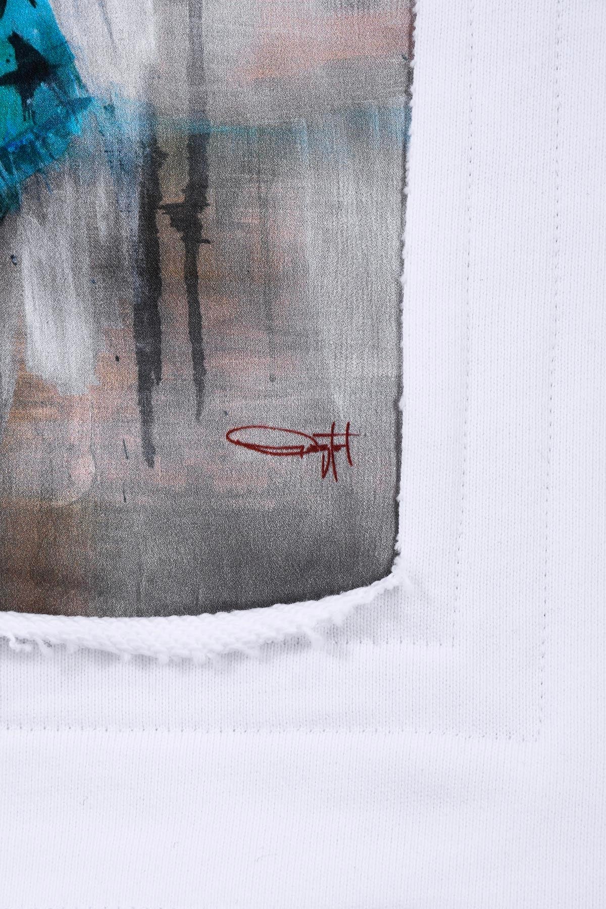Sweat blanc avec patch soie "Untouchable"