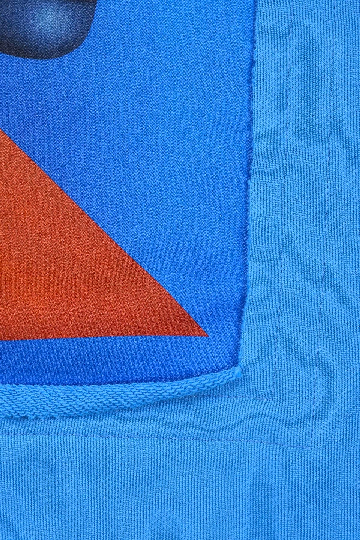 Sweat bleu avec patch soie "Serieuse"