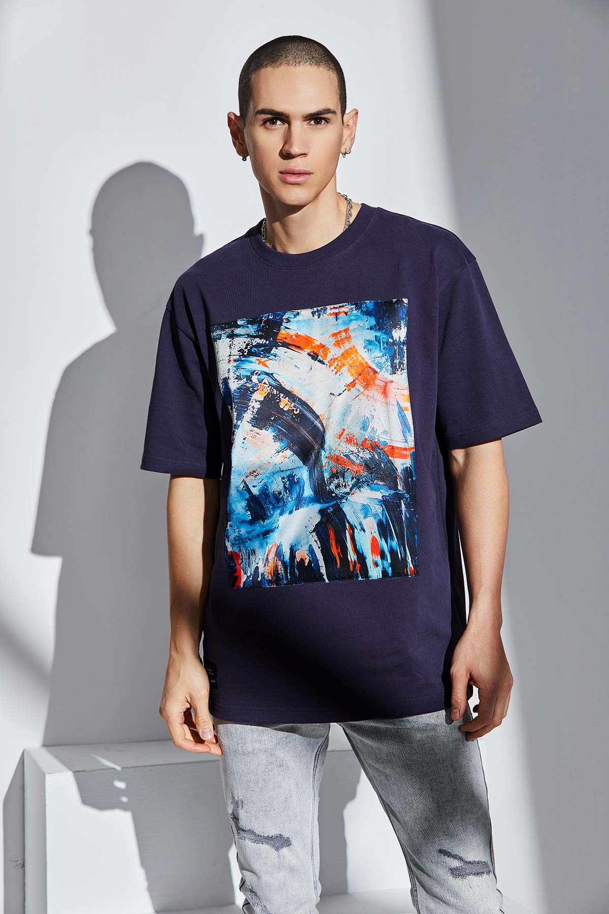 T-shirt oversized avec patch soie