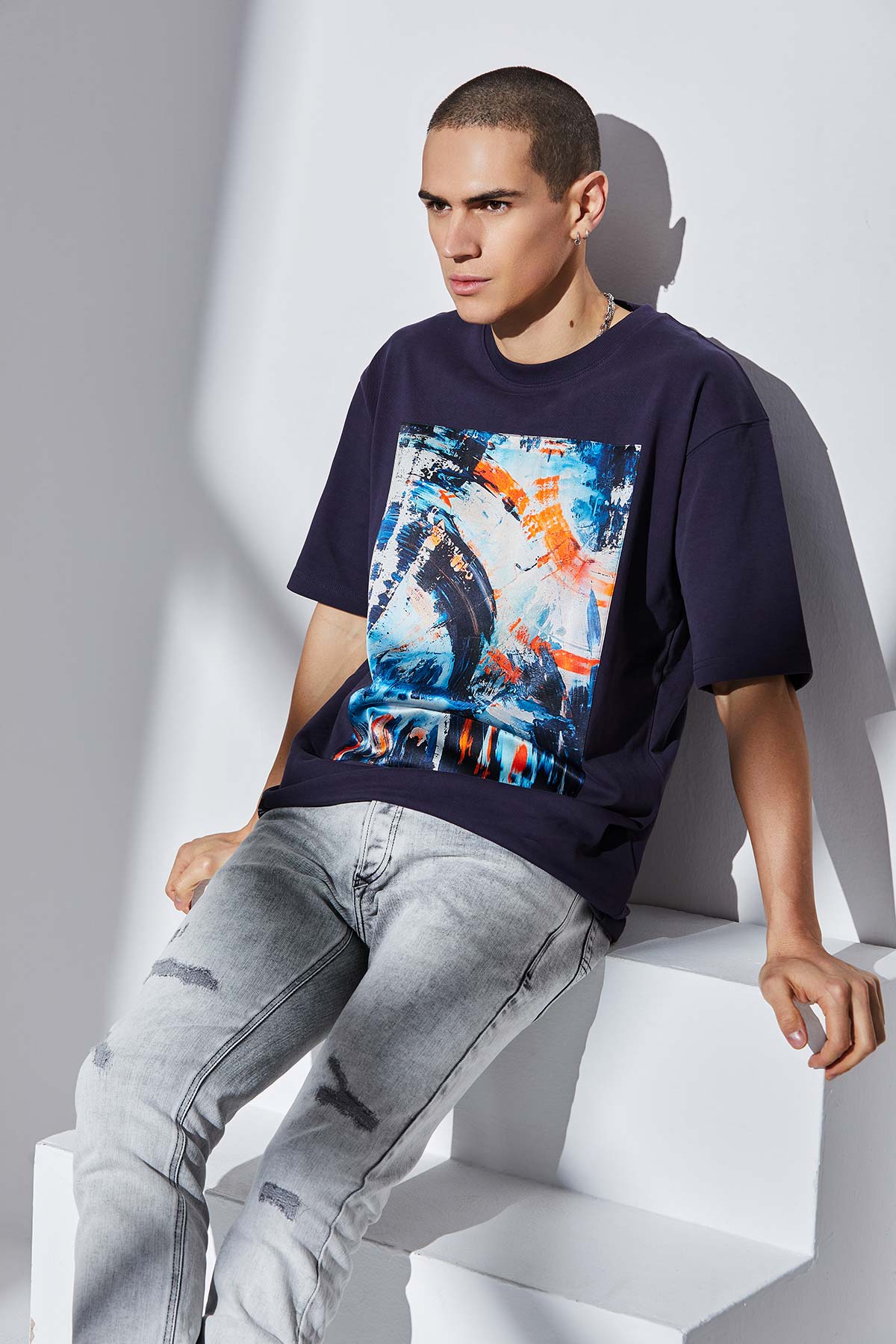 T-shirt oversized avec patch soie