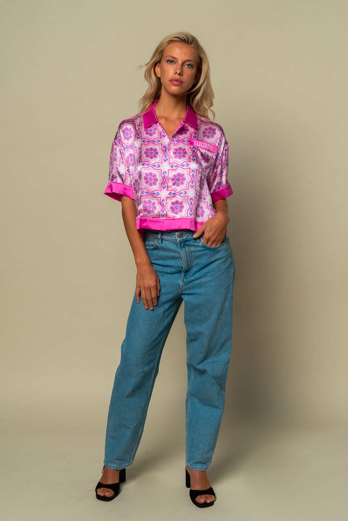 EGO PINKADELICOUS SHORT SLEEVE SILK SHIRT