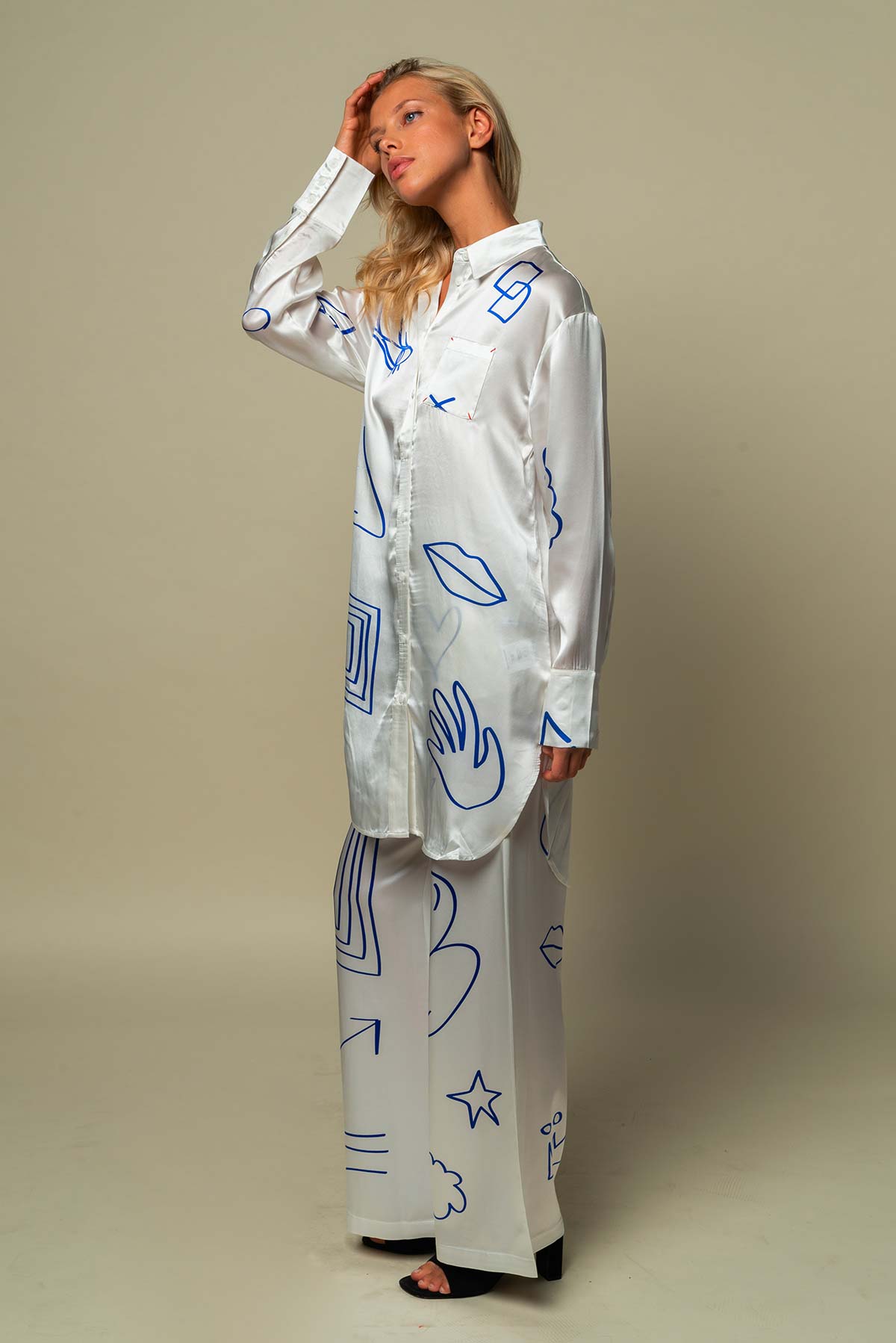 Chemise femme blanche en soie "Destructured"