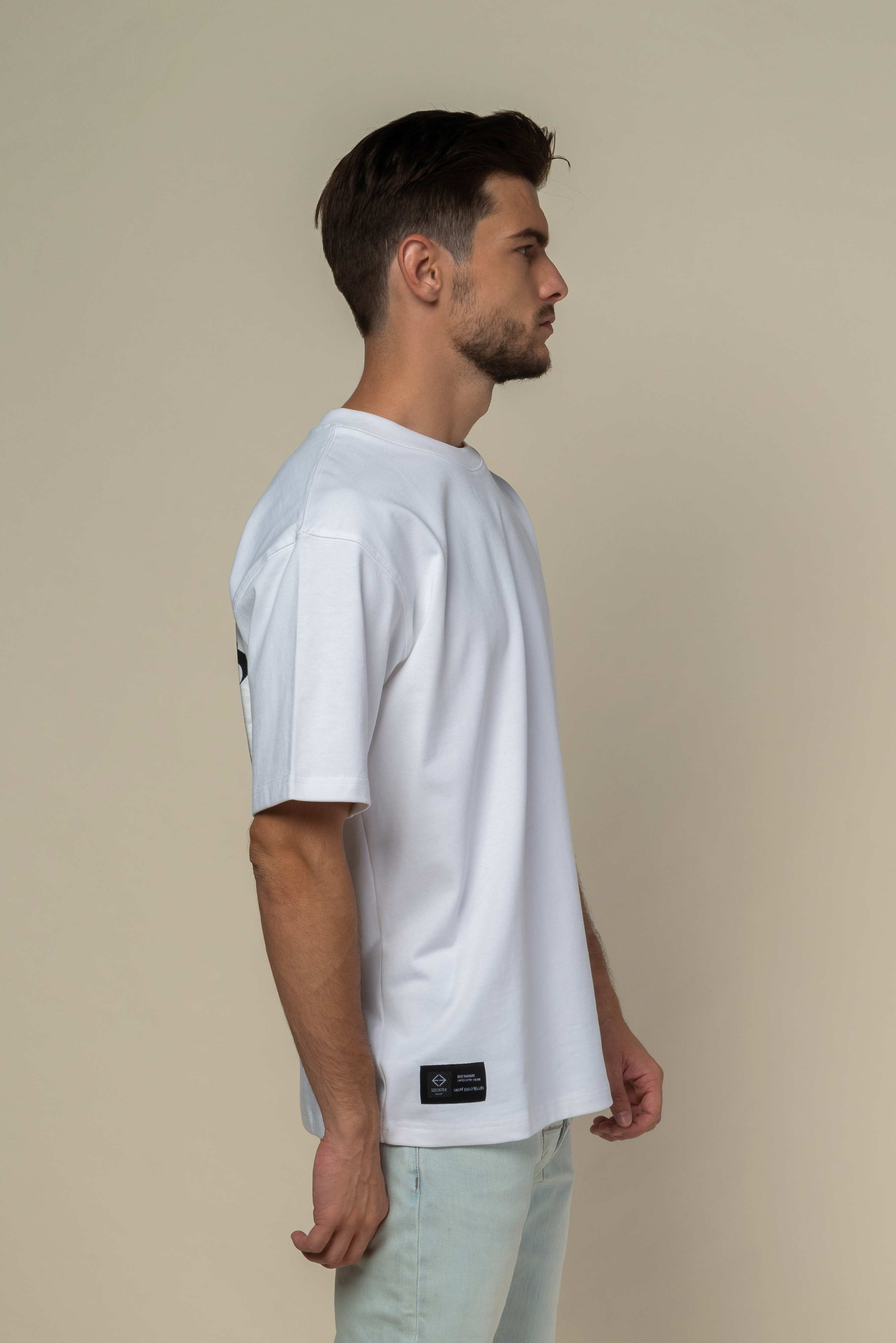 T-shirt blanc Oversized avec patch soie