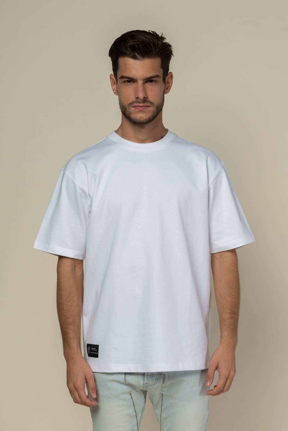 T-shirt blanc Oversized avec patch soie