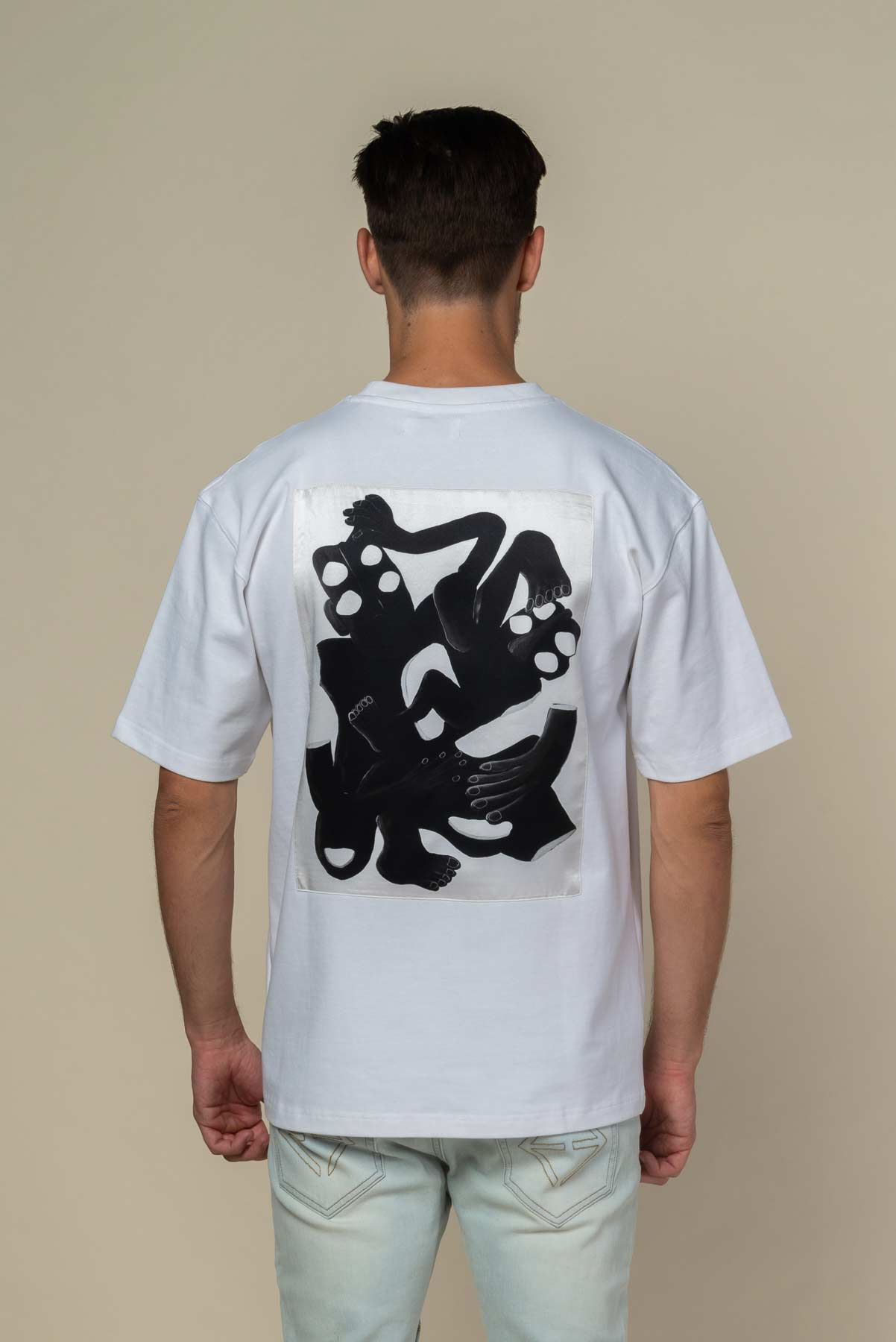 T-shirt blanc Oversized avec patch soie