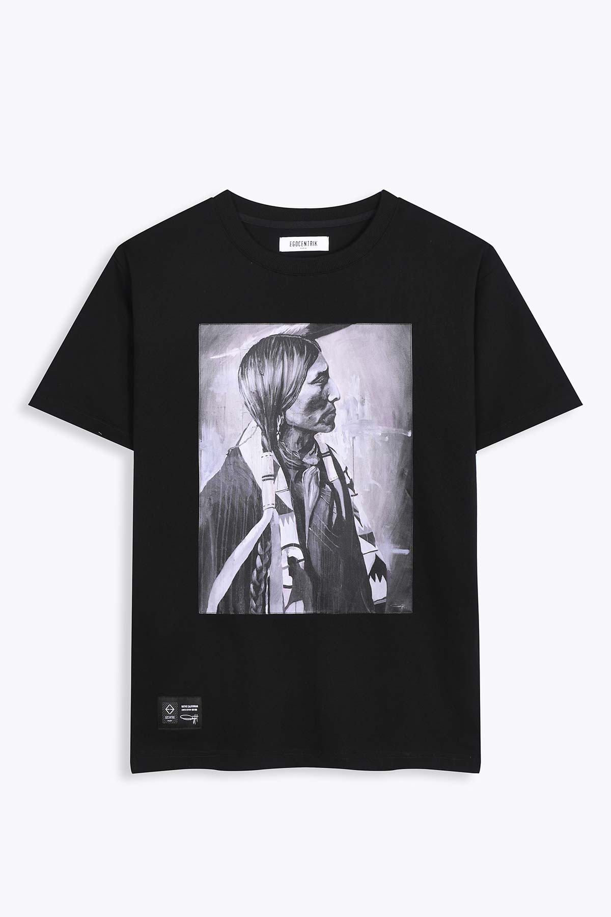 T-Shirt noir coton avec patch soie "Californian Native"