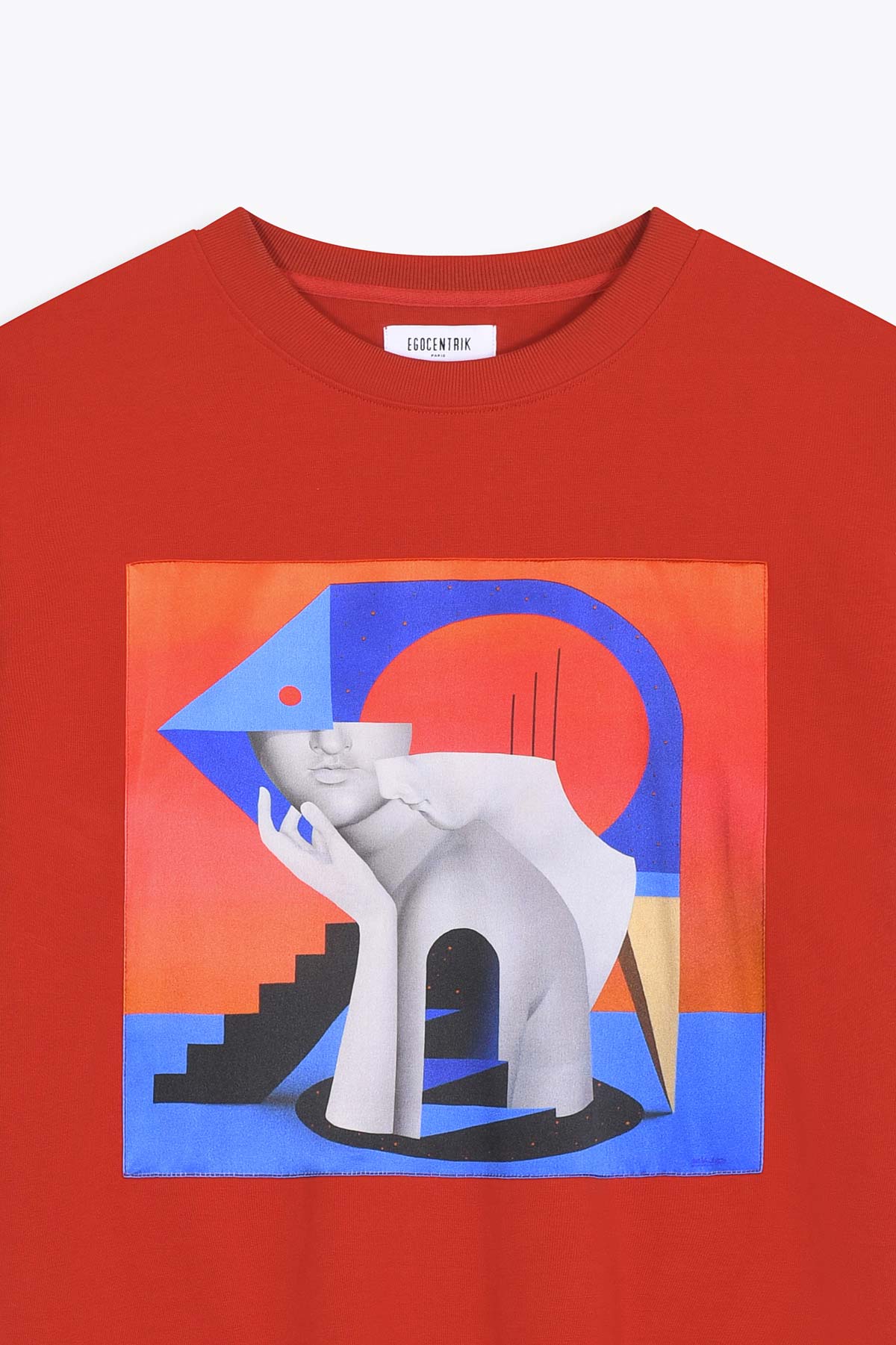 T-Shirt rouge Oversized avec patch soie "Gemeos"
