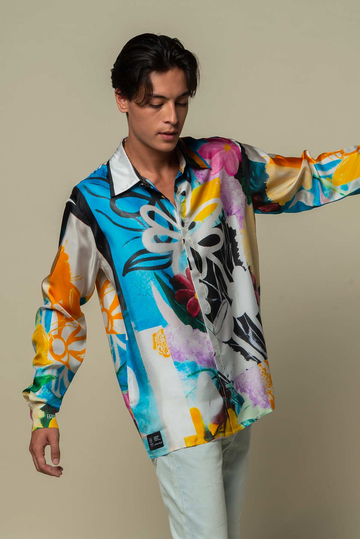 Chemise homme soie "Le bouquet final"